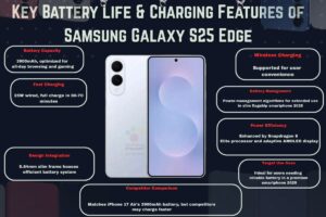 Galaxy S25 Edge, slim flagship smartphone 2025, with 3900mAh battery, 25W fast charging, Snapdragon 8 Elite phone.